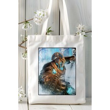 Art Hediye Gods Of Rome Mobil Oyun Baskılı Bez Çanta Omuz Çantası Çift Tafaflı Baskı Kişiye Özel 5 Çok Renkli