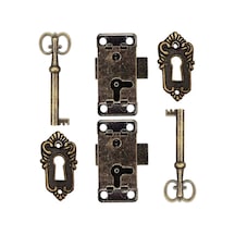 Adet Dolap Kapı Kilidi Antik Kilit Mobilya Mandalı Dekoratif Dolaplar İçin Anahtarlı Kilit Ahşap Kutu Antik Mücevher Makyaj Çantası F