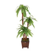 Yapay Çiçek Deposu Yapay Ağaç 3 Gövdeli Cordyline 140 Cm Yeşil-sarı Çizgili