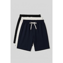 TOMMYLIFE Standart Fit 3lü Paket Siyah-lacivert-ekru Erkek Şort - 81314 Siyah - Mavi