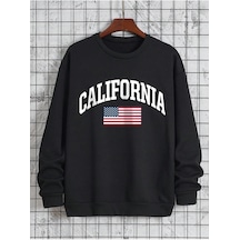 Coko Serisi American Flag & Letter Graphic Lined Sweatshirt Siyah--8185 Siyah Coko Serisi American Flag & Letter Graphic Lined Sweatshirt Siyah--8185 Siyah