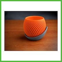 Vaveni 3d Baskı Küre Saksı - Kafes Dokulu İki Parçalı Dekoratif Saksı - Turuncu-gri Arz 28283827