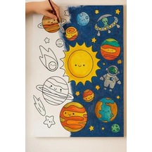 Resimli Tuval Boyama Seti, 25x35 Cm, 6 Renk Akrilik Boya İle Eğlenceli