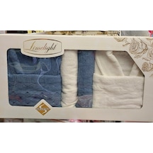 Limelight Select Ekonomik Aile Bornoz Seti 6 Parça -krem İndigo Krem - Indigo
