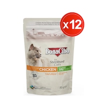 Bonacibo Tavuklu Pouch Kısırlaştırılmış Yetişkin Kedi Maması 12 x 85 G