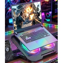 Store Rgb Renkli Çift Fanlı 12 17 2xusb'li Telefon Tutuculu 6 Kademe Yükseklik Ayarlı Macbook Notebook Laptop Standı N33