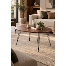 Sulorahome Ceviz Desenli Tel Ayaklı Oval Orta Sehpa