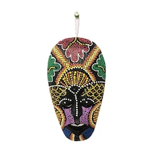 Ahşap Aborjin Mask 20 Cm Renkli Duvar Dekoru Maske