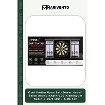 Özel Üretim Oyun Seti Duvar Hedefi Salon Oyunu Kabin-100 Aleminyum Kabin + Dart 100 + 6 Ok Set