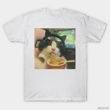 Flood Of Style Kedi Meme Komik Oyuncu Kedi Yemek Yapan Erişte T-shirt Erkekler Kadınlar Için % 100% Pamuk T Çok Renkli