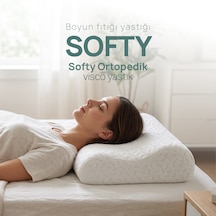 Çift Boyun Destekli Boyun Fıtığı Yastığı - Softy Visko Yastık Beyaz