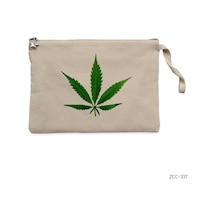 Zepplin Giyim Marijuana Clutch Astarlı Cüzdan / El Çantası Krem