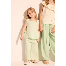 Defacto Floral Keten Görünümlü 2li Takım Kız Bebek H4734a526smgn1139 Yeşil-gn1139