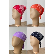 Pamuklu Klasik Desen Unisex 4lü Bandana Seti Renkli Bandana Etnik Desenli A Kalite Bandana Koyu Bej