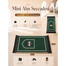 Mini Alın Seccadesi Kaymaz Taban Desenli Cep Tipi Seyahat Namaz Seccadesi - Zümrüt Yeşili Yeşil