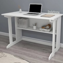 Reyo Home Enda Pillar Kütüphaneli Çalışma Masası 100x56cm Beyaz