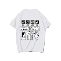 Brz Collectıon Brz Collection Unisex Oversize Cat Mom T-shirt Beyaz
