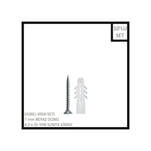 Dübel-vida Seti, Beyaz Dübel 7 Mm, 4,0x35 Yhb Sunta Vidası, 10 Adet