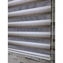 Kahve Krem Geçişli Zebra Perde (Etek Düz)