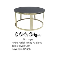 Brc C Orta Sehpa Model Düz Siyah Temper Cam Metal Transmisyon Çel