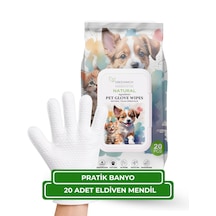 Kedi Ve Köpek Eldiven Mendil 20 Adet Banyoya Alternatif Durulama Gerektirmeyen Temizleme Eldiveni Vegan Günlük Hijyen Ve Bakım