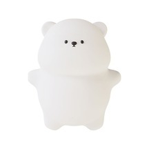 Xurunkeji Silikon Yatan Düz Ayı Led Gece Lambası Sevimli Hayvan Çocuk Gece Lambası Dokunmatik Kontrol Usb Şarj Edilebilir Lambalar Çocuklar İçin Beyaz