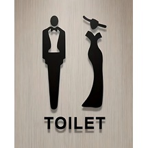 Ahşap Tuvalet Wc Yönlendirme Levhası