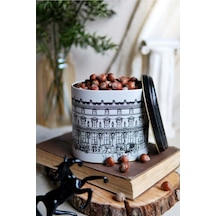 Urban Desenli Oval Metal Saklama Kabı, 14 X 12 X 13 Cm, 1,4 Lt