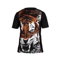 Dosmai Dijital Baskılı Tiger Bisiklet Yaka Spor T-shirt Fgt063 Siyah