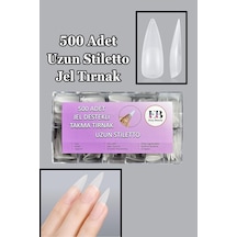500 Adet Uzun Stiletto Yeni Nesil Jel Destekli Törpülenmiş Takma Tırnak Uzun Stıletto