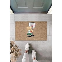 Bej Kapı Önü Paspası Basketci Ayıcık Desen K-3349 Renkli