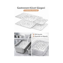 Gastronom Küvet Süzgeci 32 X 17 Cm Gn Uyumlu Delikli Süzgeç 5 Farklı Boy Profesyonel Mutfak Şeffaf