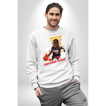 Dwyane Wade Miami Basketbol Unisex Beyaz Sweatshirt Beyaz