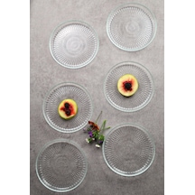 6 Adet Cam Mini Tatlı Pasta Tabağı 16 Cm Sunumluk Tabak