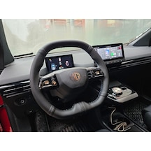 Mg Araca Özel Dikmeli Direksiyon Kılıfı Nokta Nappa Siyah İp Siyah