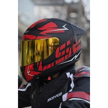 Rapıd 2 Cromo Mat Siyah-kırmızı Kask-gold Vizör-spoiler Gold