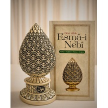 Esma-i Nebi 99 İsim Biblo Seti Hz. Muhammed S.a.v İsimleri Yazılı Dekoratif Biblo Ve Anlamları Kitapçığı Krem Renk