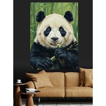 Ahşap Tablo Bambu Yiyen Panda Fotoğrafı