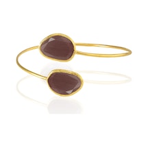 Kadir Jewellery 22 Ayar Altın Kaplama Zirkon Taşlı Ayarlanabilir Trend Bilezik Kuru Erik