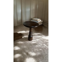 Wood Wooden Ahşap Boğumlu Tekli Mantar Yan Sehpa Modern Ceviz Renk Fiskos Kahverengi