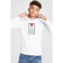 Tshirthane Demon Slayer Anime Crest Earring Demon Beyaz Çocuk 3ip Kapşonlu Sweatshirt 001 Beyaz
