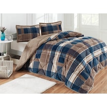 Merinos Comforter Rida Indigo Çift Kişilik Yorgan Seti Kahverengi Lacivert Kahverengi - Lacivert