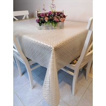 Ithal Pvc Muşamba - Desenli Silinebilir Masa Örtüsü Dgr 23 Krem