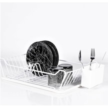Tek Katlı Bulaşık Sepeti + Tabaklık - Pe Kaplamalı Beyaz