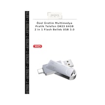 Özel Üretim Multimedya Pratik Telefon Dk03 64gb 2 İn 1 Flash Bellek Usb 3.0