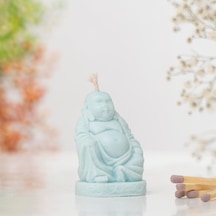 Oturan Buddha Temalı Doğal Soya Wax Mum Mavi