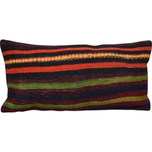 Zehra Abla Halı Yeni El Dokuma Dekoratif Lumbar Kilim Kırlent Yastık Kılıfı 6196
