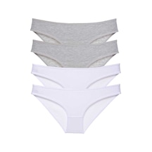 Royaleks 4 adet Süper Eko Set Likralı Kadın Slip Külot Gri Beyaz RYL-EKO4018 Çok Renkli