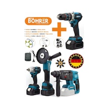 Böhrer 4451 Alman 4'lü Set Akülü 13 MM Akülü Kırıcı Delici Hilti + Darbeli Vidalama + Somun Sıkma + Taşlama Makinesi
