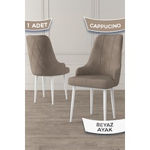 Canisa Trex Serisi 1.sınıf Babyface Kumaş Sandalye Beyaz Metal Ayak 1 Adet Cappucino Sandalye Sandalye Cappucınou Ayakları Beyaz